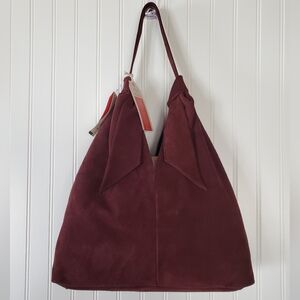 Divina Firenze Burgundy Suede Tote Bag NWT